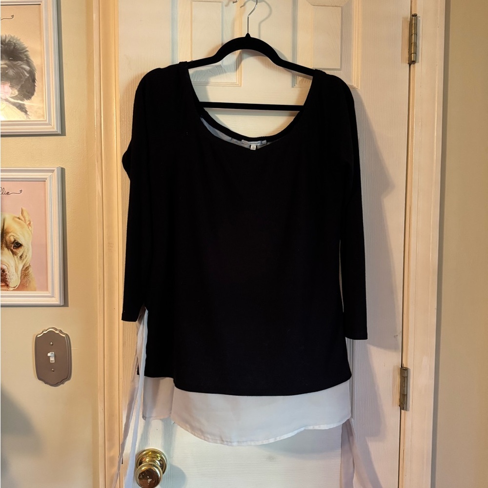 Maurices Black and White Layered Blouse